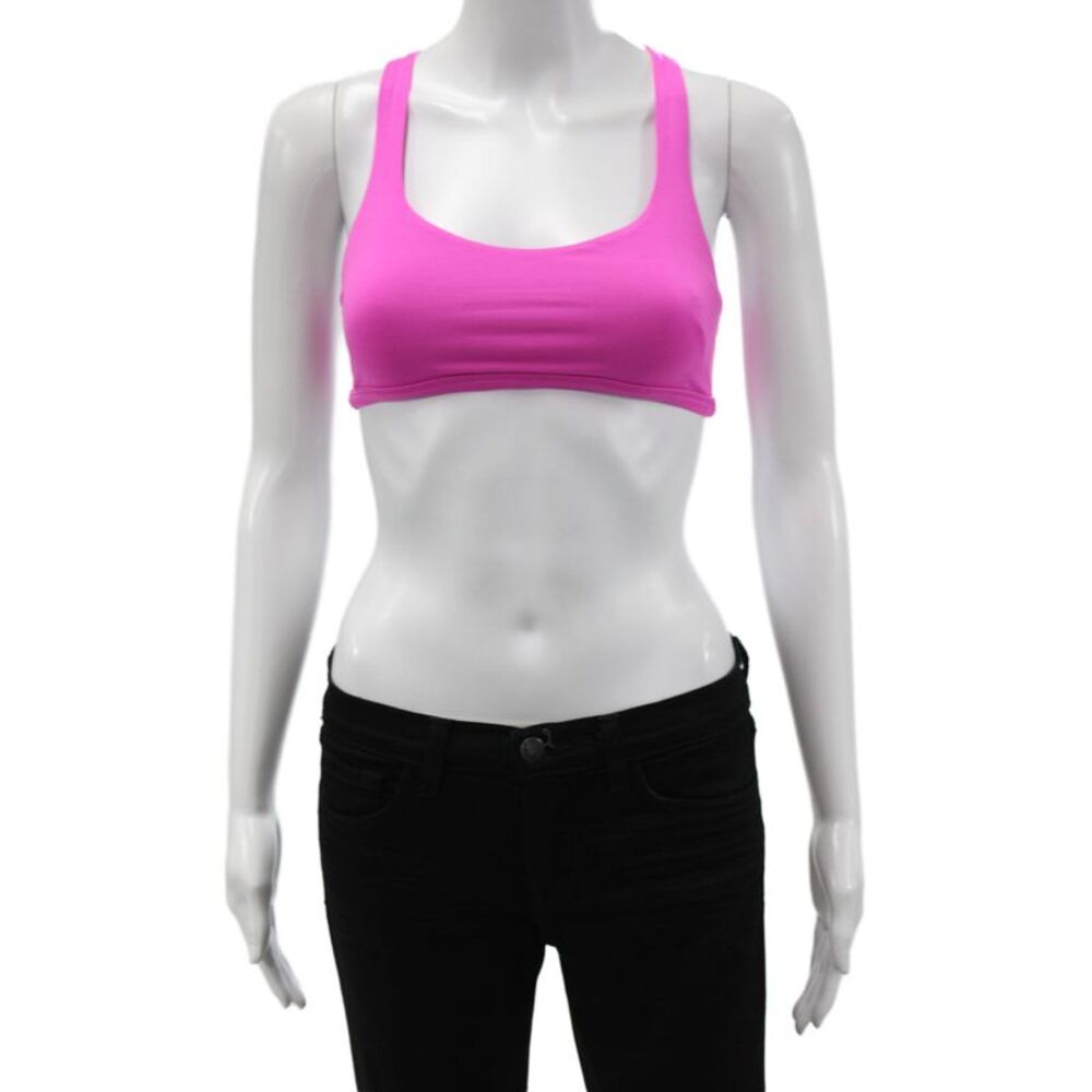 Lululemon Womens Strappy Back Stretch Knit Sports Bra Pink Size 4